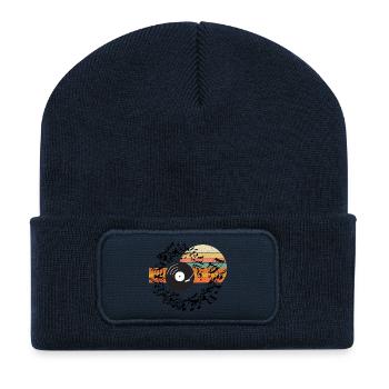 Retro Vinyl Rhythm Stripes - Recycled Patch Beanie - french navy - Front