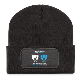 Cochon d’alimentation, Cochon gland (foncé) - Beanie recyclé à patch - charbon - Devant