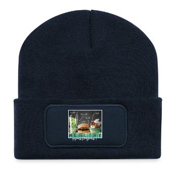 Healthy coloré hamburger mojito glace - Beanie recyclé à patch - bleu marine - Devant