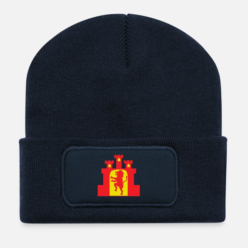 León und Castilla in Rot und Gelb - Recycelte Patch Beanie - French Navy