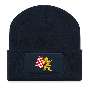Löwe mit Flagge Nordbrabant Brabant Flagge - Recycelte Patch Beanie - French Navy - Vorne