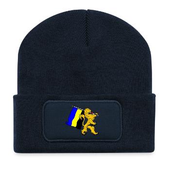Löwe mit Flagge Gelderland - Recycelte Patch Beanie - French Navy - Vorne