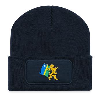 Lion avec drapeau Flevoland le drapeau - Beanie recyclé à patch - bleu marine - Devant