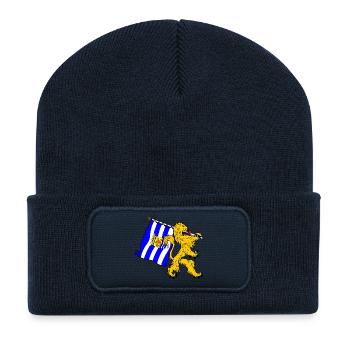 Löwe mit Flagge Zeeland Zeeland Provinzflagge - Recycelte Patch Beanie - French Navy - Vorne