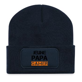 Jeune Papa Gamer - Beanie recyclé à patch - bleu marine - Devant