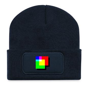 Mélange additif de couleur RVB Coin de couleur - Beanie recyclé à patch - bleu marine - Devant