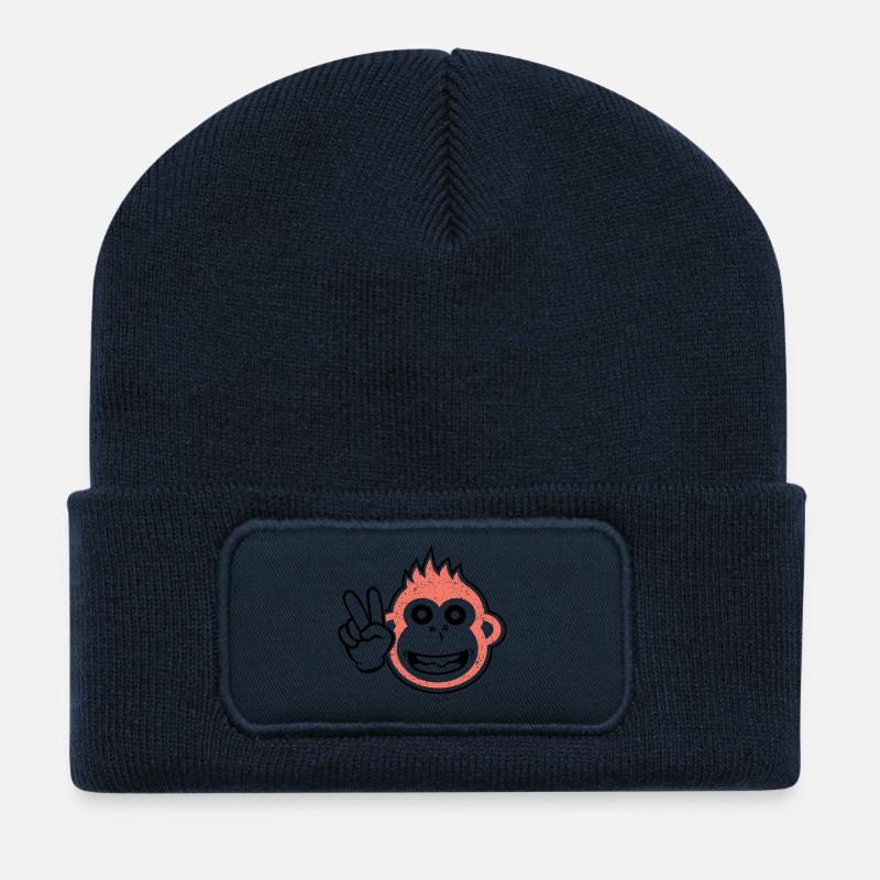 Singe de la paix - Beanie recyclé à patch - bleu marine
