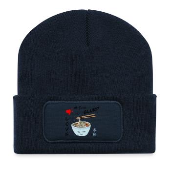 Nouilles de riz Saint-Valentin - Beanie recyclé à patch - bleu marine - Devant