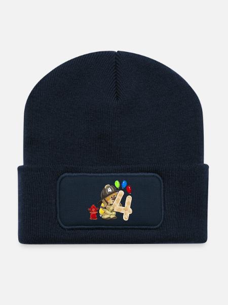 Pompiers chien quatre ballon célébration 4 ans - Beanie recyclé à patch - bleu marine
