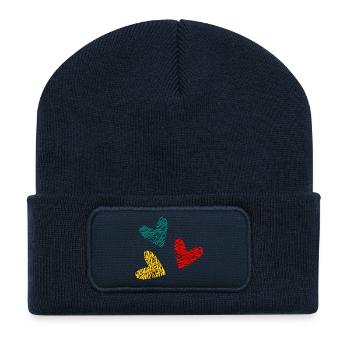HEART. HEARTS. SAINT VALENTINE. LOVE. LOVE. CHRISTMAS - Recycled Patch Beanie - french navy - Front