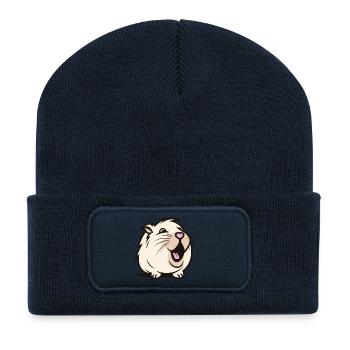 Cobaye joyeux / Hamster – Nez en cœur - Beanie recyclé à patch - bleu marine - Devant
