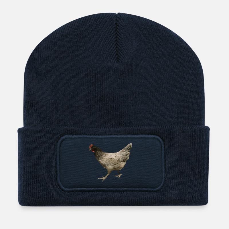 graues Huhn - Recycelte Patch Beanie - French Navy