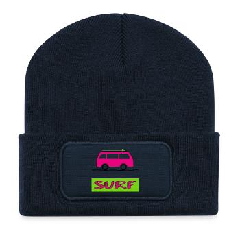 SURF. POISSON. PLAGE. MER. OCEAN. HUMOUR. VACANCES - Beanie recyclé à patch - bleu marine - Devant