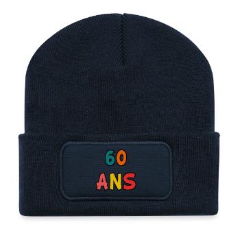 60. 60 ANS. 60e ANNIVERSAIRE. ANNIVERSAIRE 60 ANS. - Beanie recyclé à patch - bleu marine - Devant