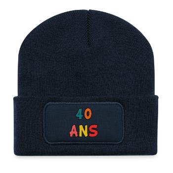 40. 40 ANS. 40e ANNIVERSAIRE. ANNIVERSAIRE 40 ANS. - Beanie recyclé à patch - bleu marine - Devant