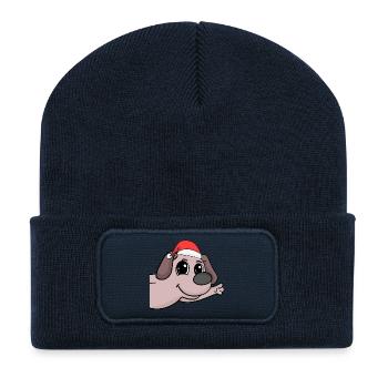 Dog Christmas Dogs - Recycled Patch Beanie - french navy - Front