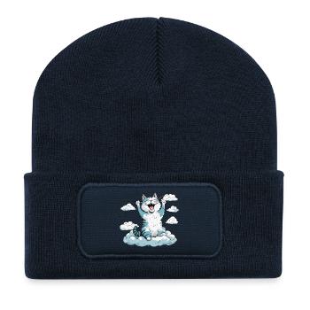 Cat waking up, cat humor! - Recycled Patch Beanie - french navy - Front