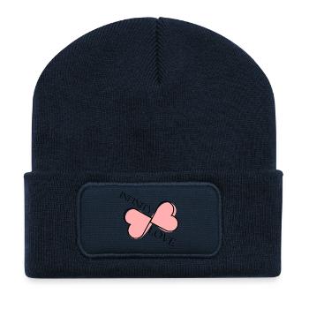 Logo des cœurs roses croisés - Beanie recyclé à patch - bleu marine - Devant