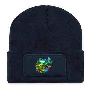 Chamäleon - Recycelte Patch Beanie - French Navy - Vorne