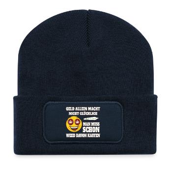 Money alone doesn't make you happy... - Recycled Patch Beanie - french navy - Front