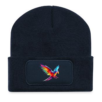 3d geometric multicolor origami parrot - Recycled Patch Beanie - french navy - Front
