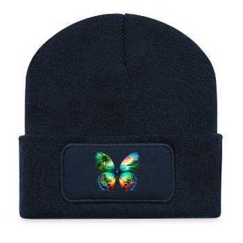 Schmetterling - Recycelte Patch Beanie - French Navy - Vorne