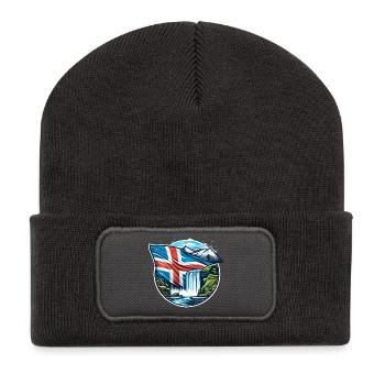 iceland Island 2 - Recycelte Patch Beanie - Dunkelgrau - Vorne