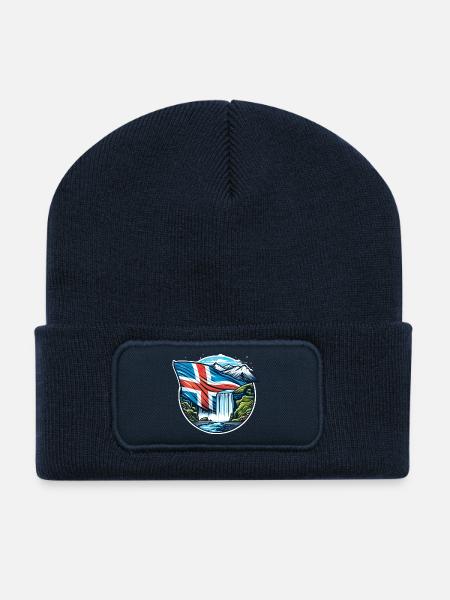 iceland Island 2 - Recycelte Patch Beanie - French Navy
