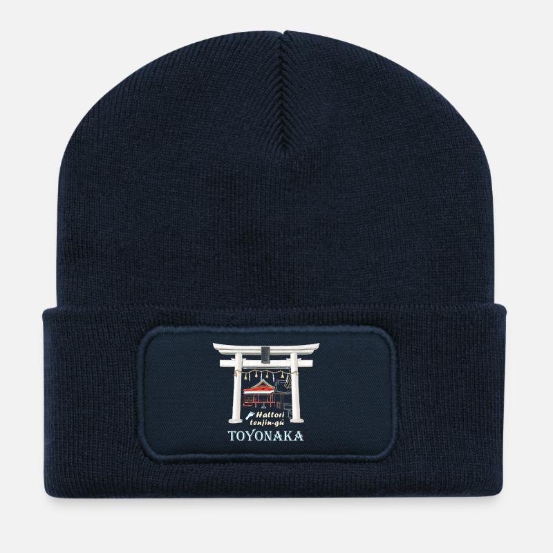 Toyonaka, Osaka, Foot Shrine, Runner, Japan - Recycled Patch Beanie - french navy