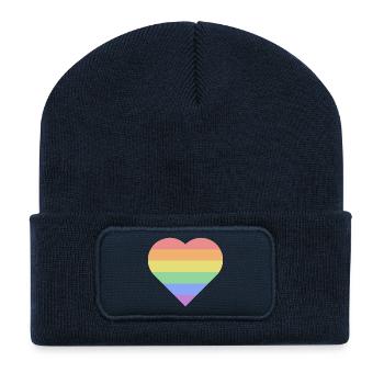 Cœur de la fierté Arc-en-ciel - Beanie recyclé à patch - bleu marine - Devant