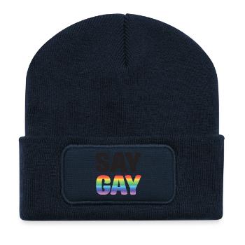 Mois de la fierté LGBT - Say Gay - Beanie recyclé à patch - bleu marine - Devant