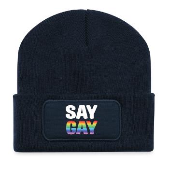 Mois de la fierté LGBT - Say Gay - Beanie recyclé à patch - bleu marine - Devant