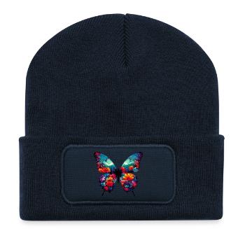 Schmetterling - Recycelte Patch Beanie - French Navy - Vorne