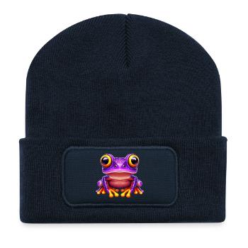 Grenouille - Beanie recyclé à patch - bleu marine - Devant
