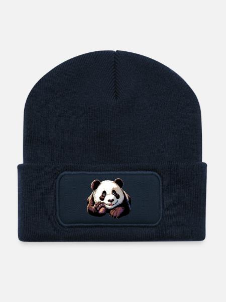 Panda - Recycelte Patch Beanie - French Navy