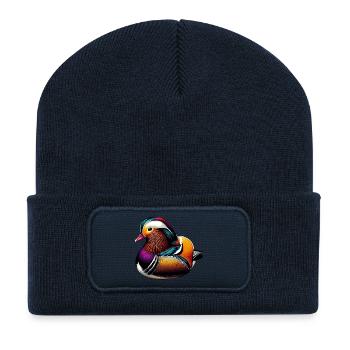 Canard mandarin - Beanie recyclé à patch - bleu marine - Devant