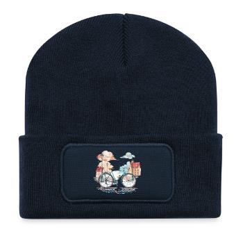 Aventure à vélo dans la ville - Beanie recyclé à patch - bleu marine - Devant
