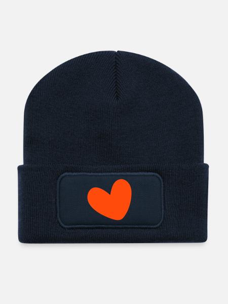 Herz ausgefuellt farbig - Recycelte Patch Beanie - French Navy