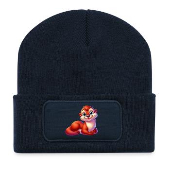 Loutre - Beanie recyclé à patch - bleu marine - Devant