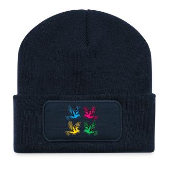 Colombes - Beanie recyclé à patch - bleu marine - Devant