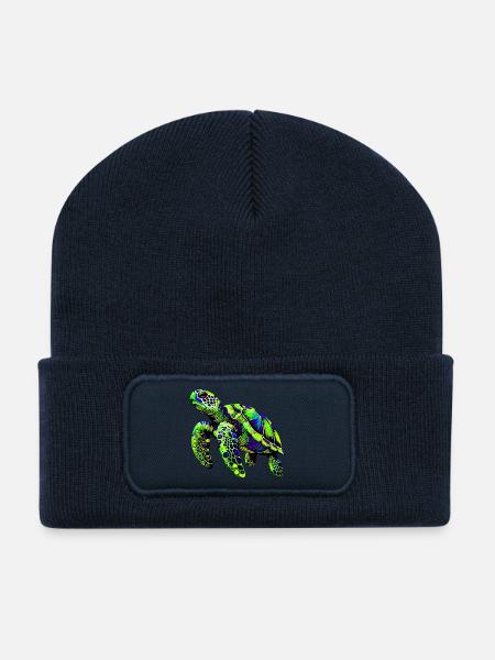 Schildkröte - Recycelte Patch Beanie - French Navy