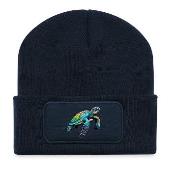 Tortue - Beanie recyclé à patch - bleu marine - Devant