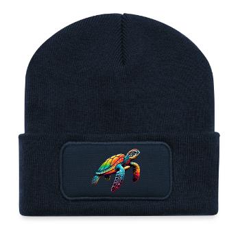 Schildkröte - Recycelte Patch Beanie - French Navy - Vorne