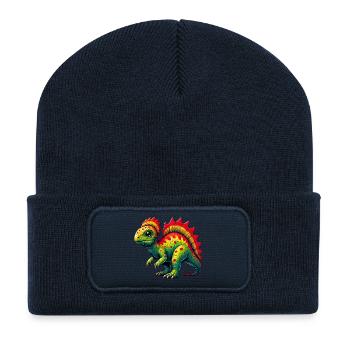 Dinosaure - Beanie recyclé à patch - bleu marine - Devant
