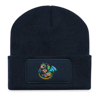 Drache - Recycelte Patch Beanie - French Navy - Vorne