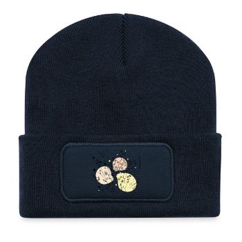 Zartes botanisches Line-Art-Design - Recycelte Patch Beanie - French Navy - Vorne