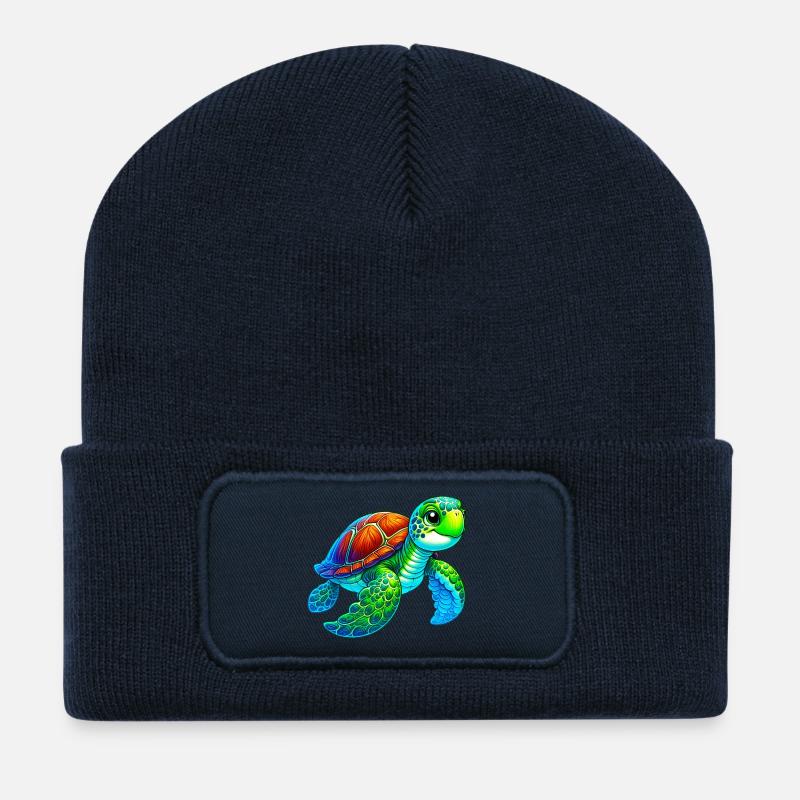 Schildkröte - Recycelte Patch Beanie - French Navy