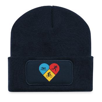 J’adore le triathlon - Beanie recyclé à patch - bleu marine - Devant
