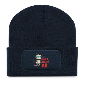 Never Trust AI - Recycled Patch Beanie - french navy - Front