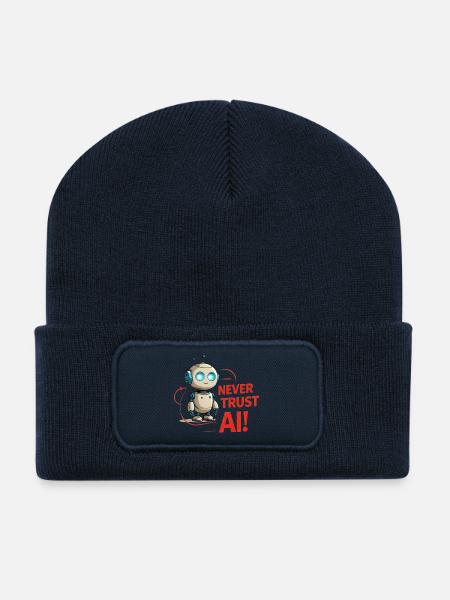 Never Trust AI - Recycelte Patch Beanie - French Navy